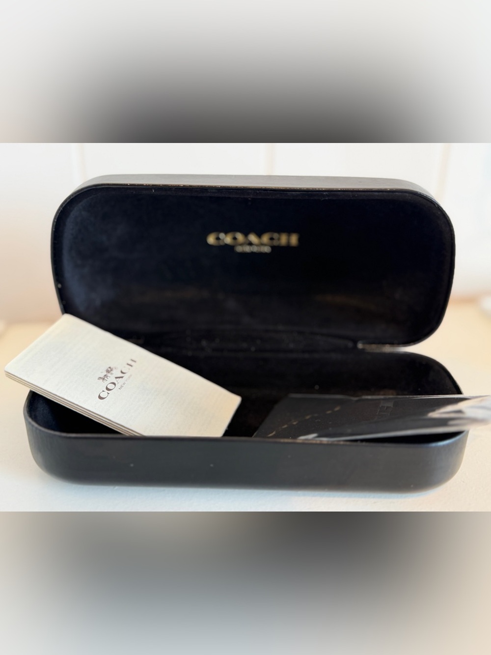 Authentic COACH Black Hard Shell Sunglasses Eyeglasses Case Clamshell w/ Booklet